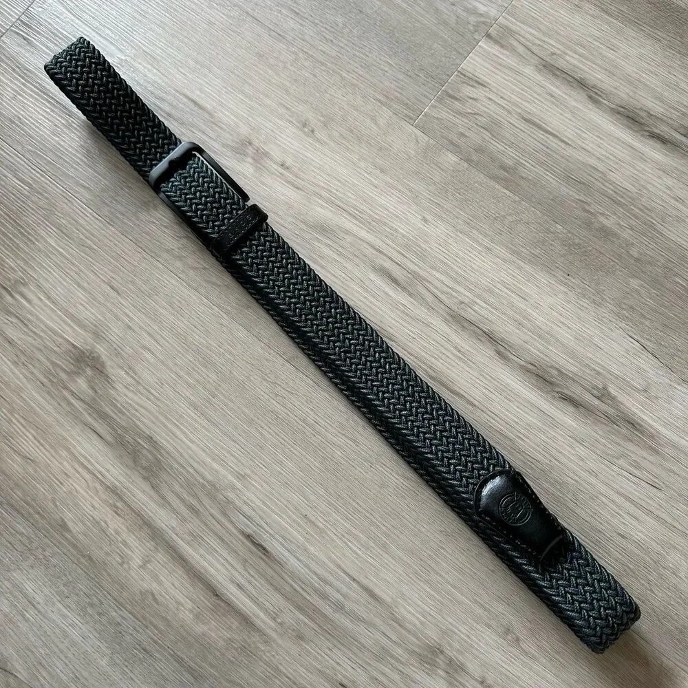 Ghost Golf Xander Men's Woven Stretch Belt - Navy Blue & Green Black Hardware